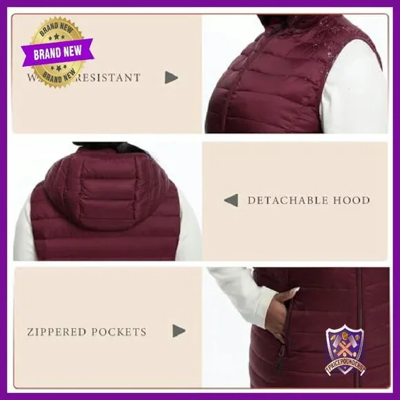 Plus Size Puffer Vest 1X-6X Lightweight Packable Quilted Warm - Picture 5 of 7